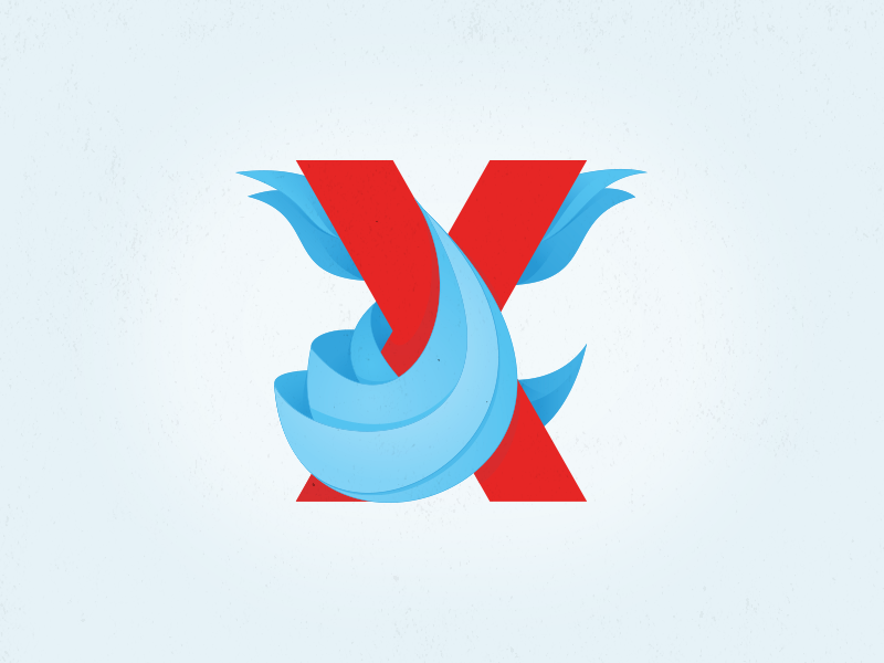 oXana — TEDxMahilyow logo, a red x wrapped in pale blue ribbons